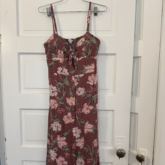 AUW Dresses & Skirts - Mauve / Hawaiian AUW Retro Floral Midi Dress / Sundress - Sz L